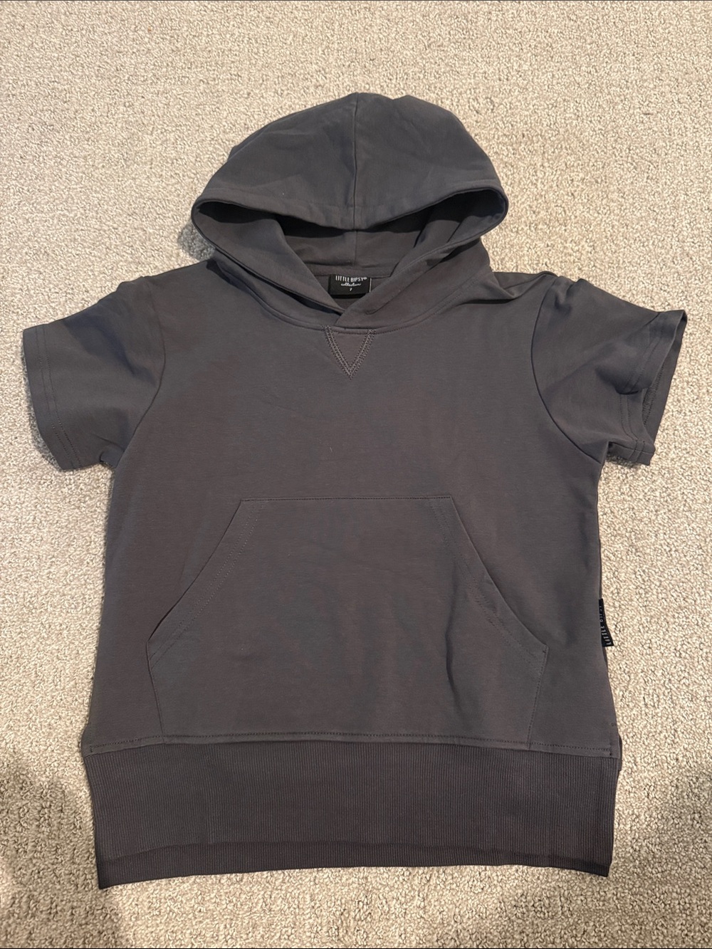 Little Bipsy Short Sleeve Hoodie in Charcoal Gray